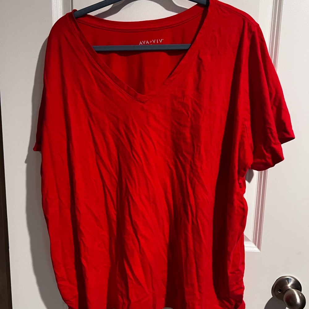 Ava & Viv Bold Reddish-orange V-Neck Short Sleeve Tee